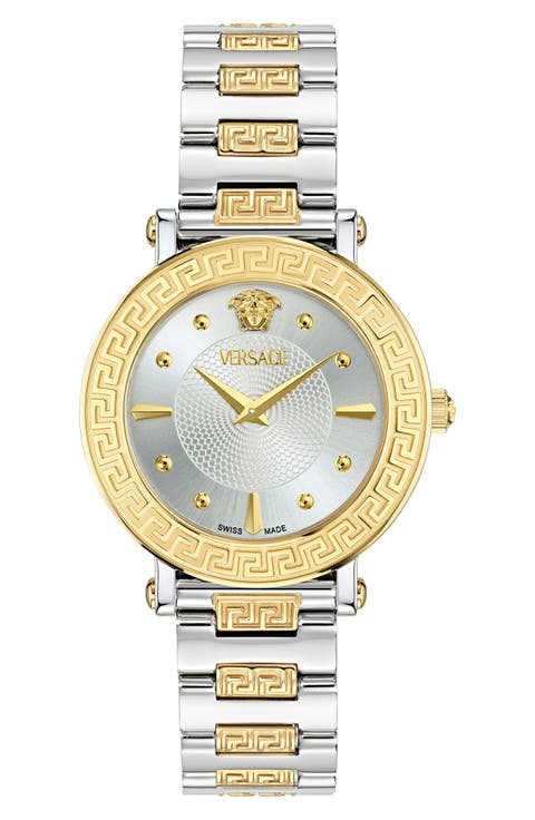 Greca Sphere Two-Tone Bracelet Watch, 35mm
