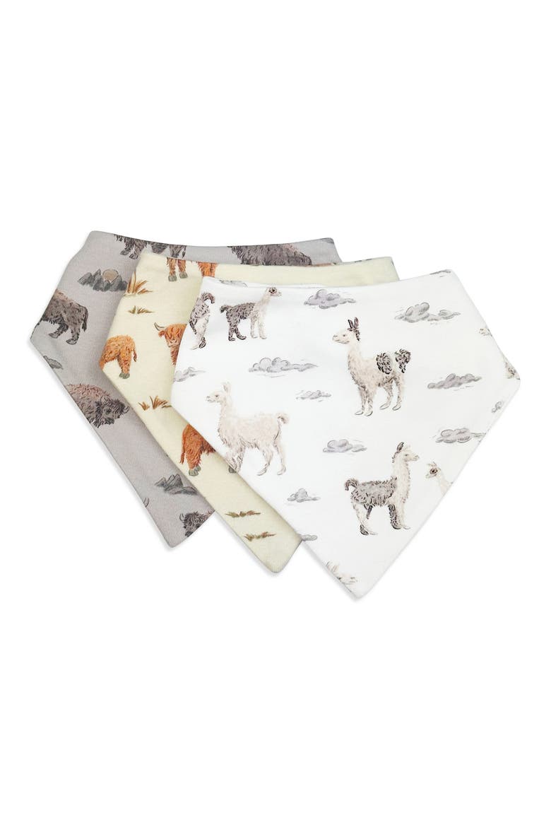 Assorted 3-Pack Organic Cotton Bandana Bibs, Main, color, GENTLE HERD