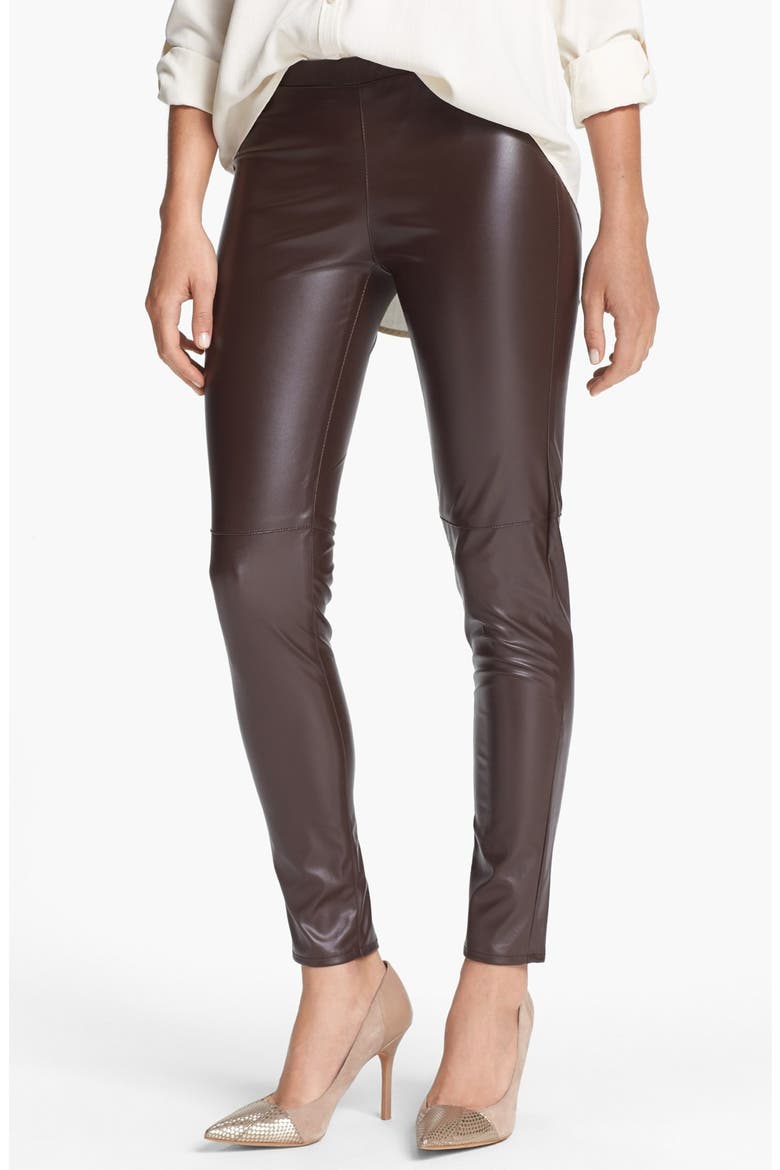 Faux Leather Leggings, Main, color, CHOCOLATE