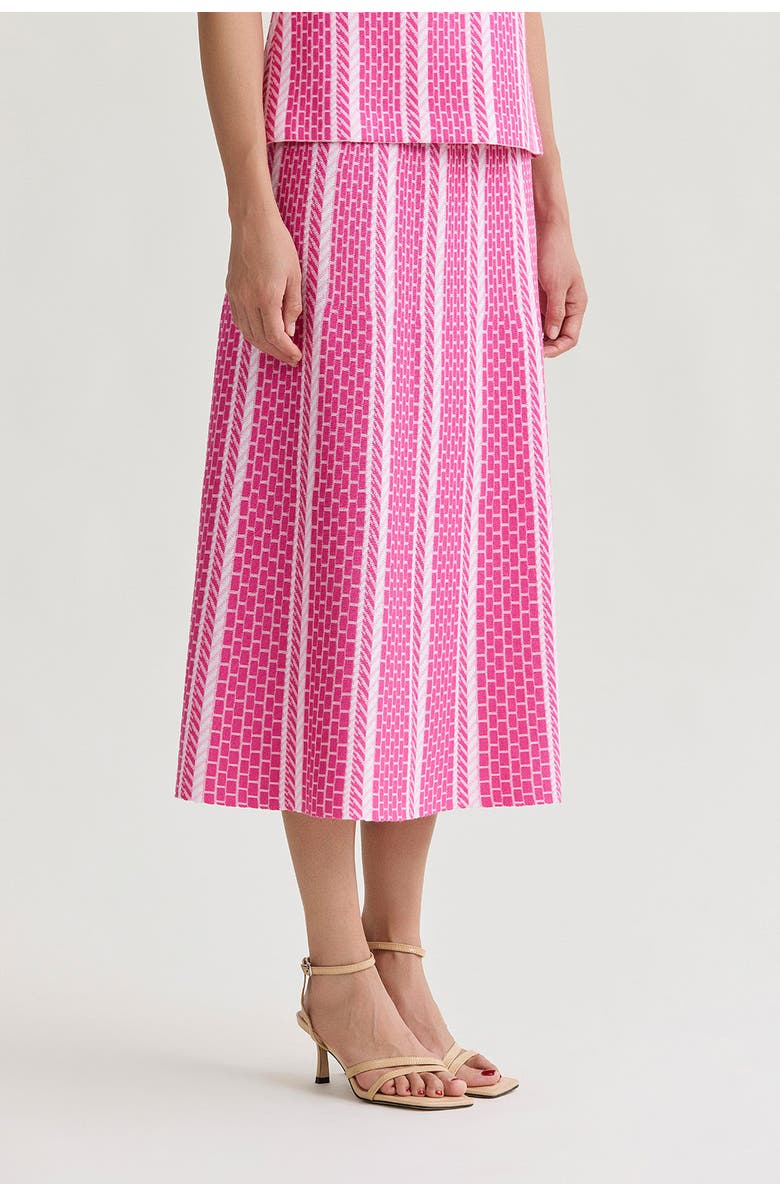 Ming Wang Roadmap Pattern Soft Knit Midi Skirt, Alternate, color, Carmine Rose/Pink