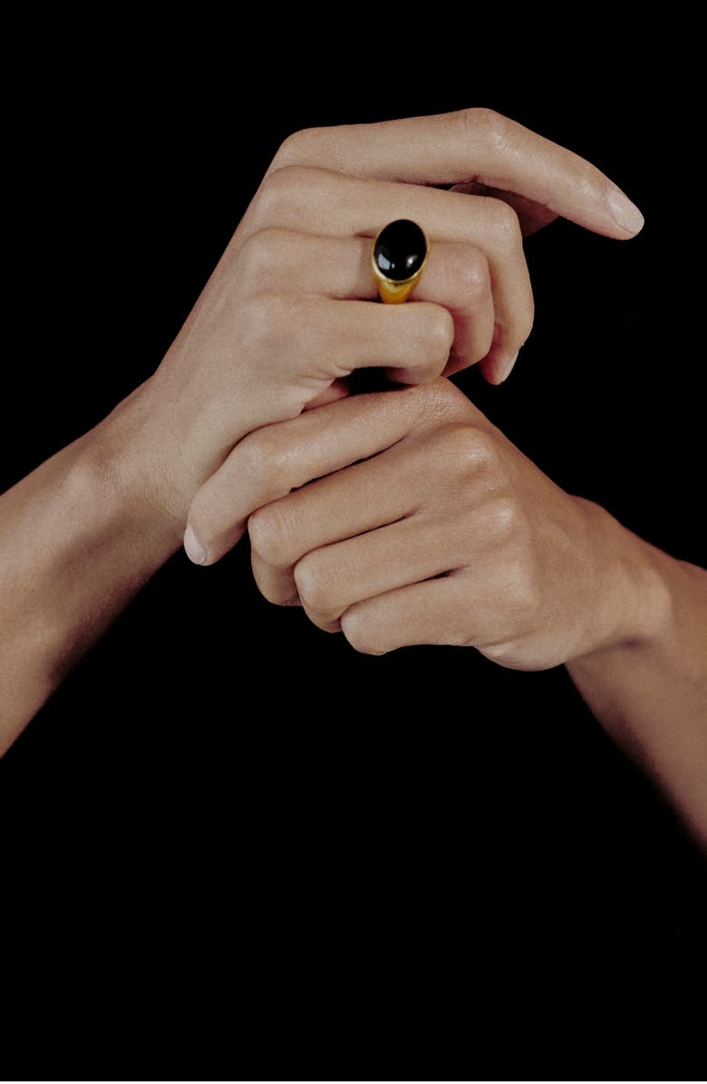 Monica Vinader x Kate Young Onyx Dome Ring, Alternate, color, 18Ct Gold Vermeil On Sterling