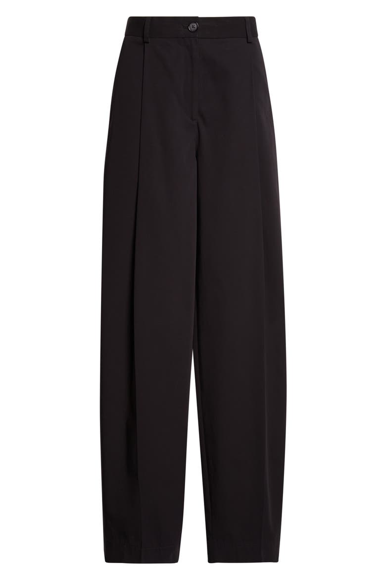 Single Pleat Organic Cotton Trousers, Alternate, color, BLACK