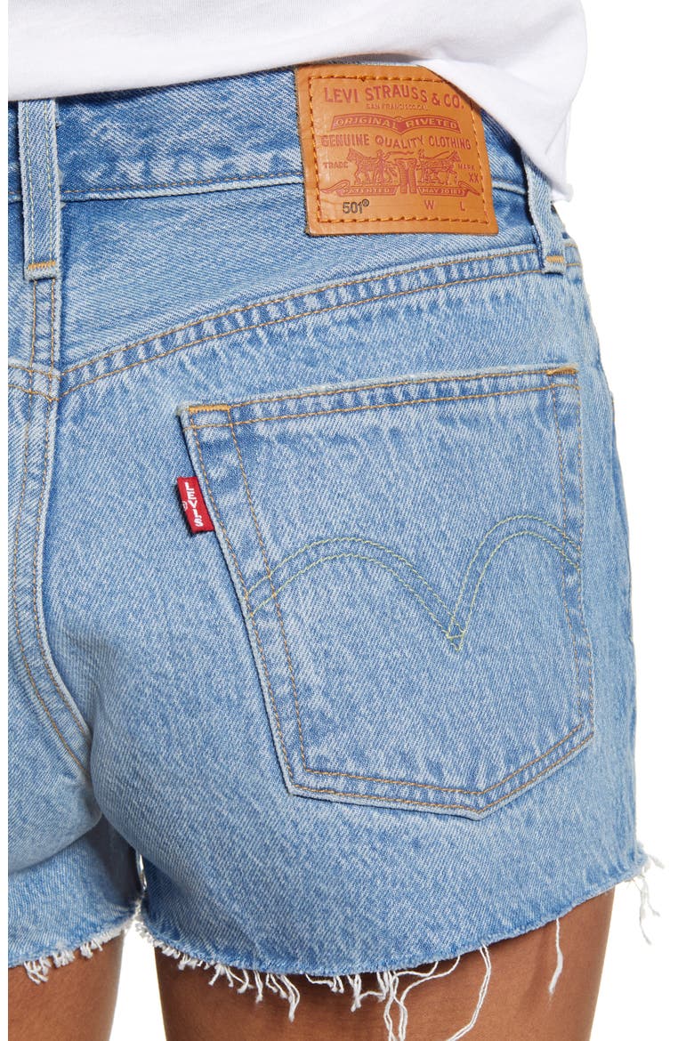 Levi's® 501® High Waist Cutoff Denim Shorts, Alternate, color, LUXOR LIGHT DESTRUCTED SHORT