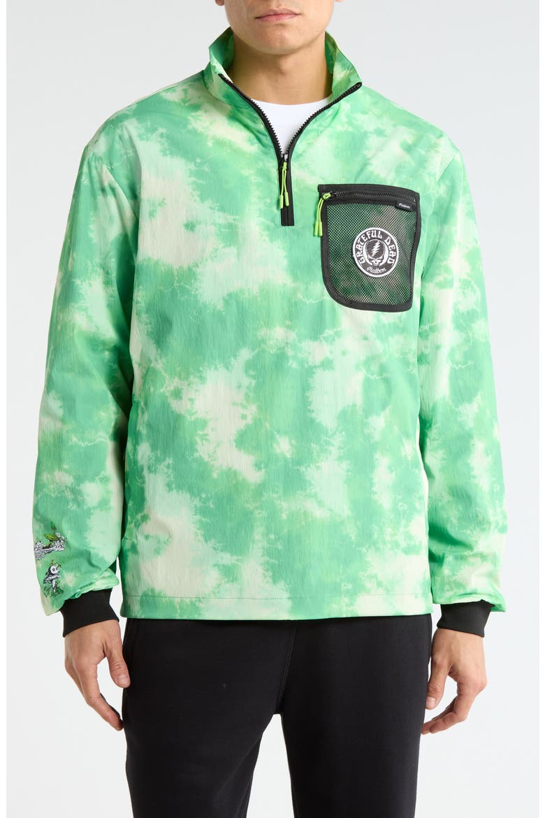 Grateful Dead Cascade Windshirt, Main, color, GREEN TIE DYE