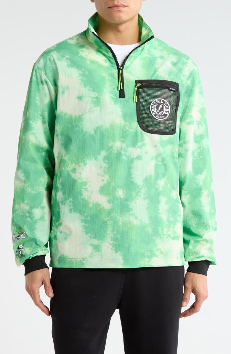 Malbon Golf Grateful Dead Cascade Windshirt, Main, color, Green Tie Dye