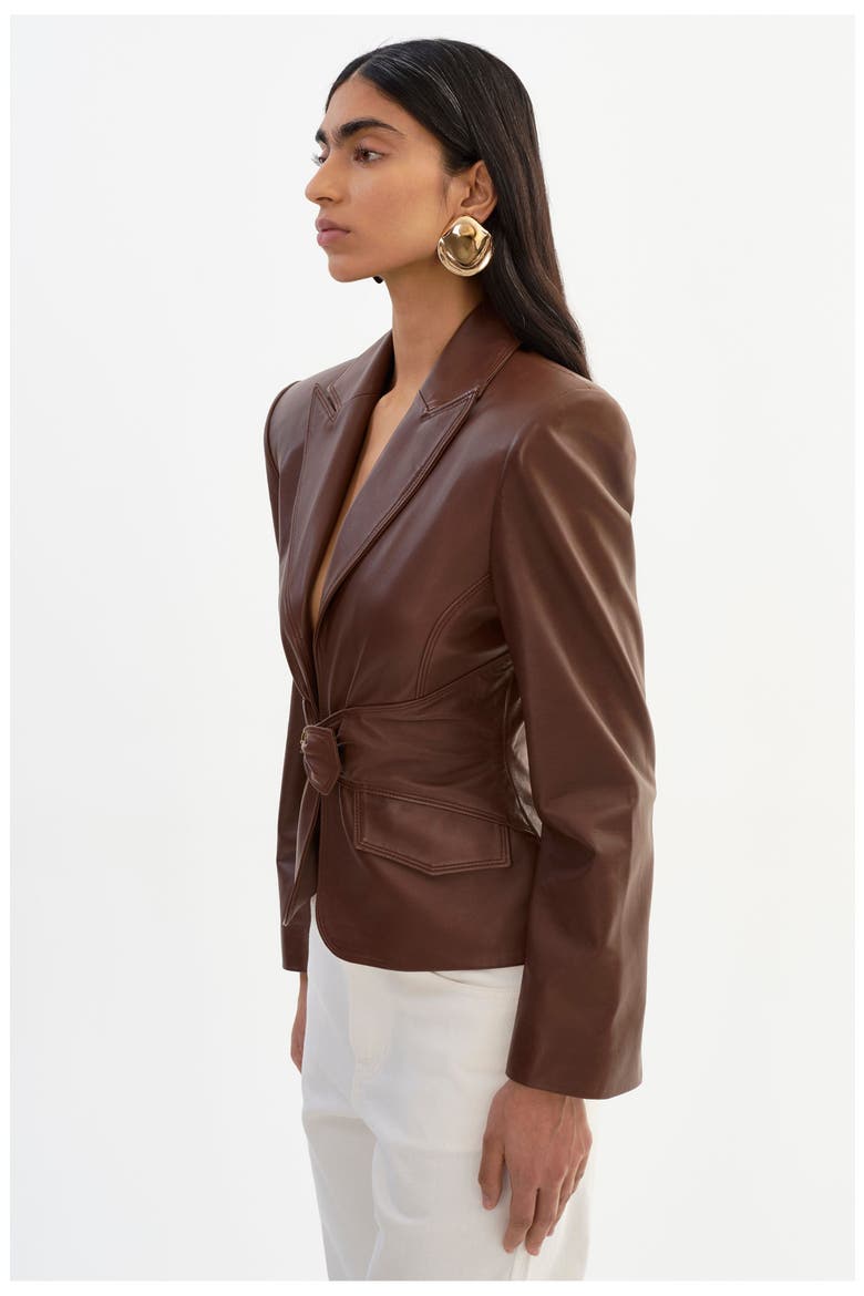Wiley | Leather Belted Blazer, Alternate, color, Mid Brown