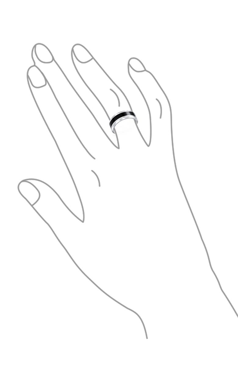 BLING JEWELRY Men's Two-Tone Stripe Titanium Band Ring, Alternate, color, Silver