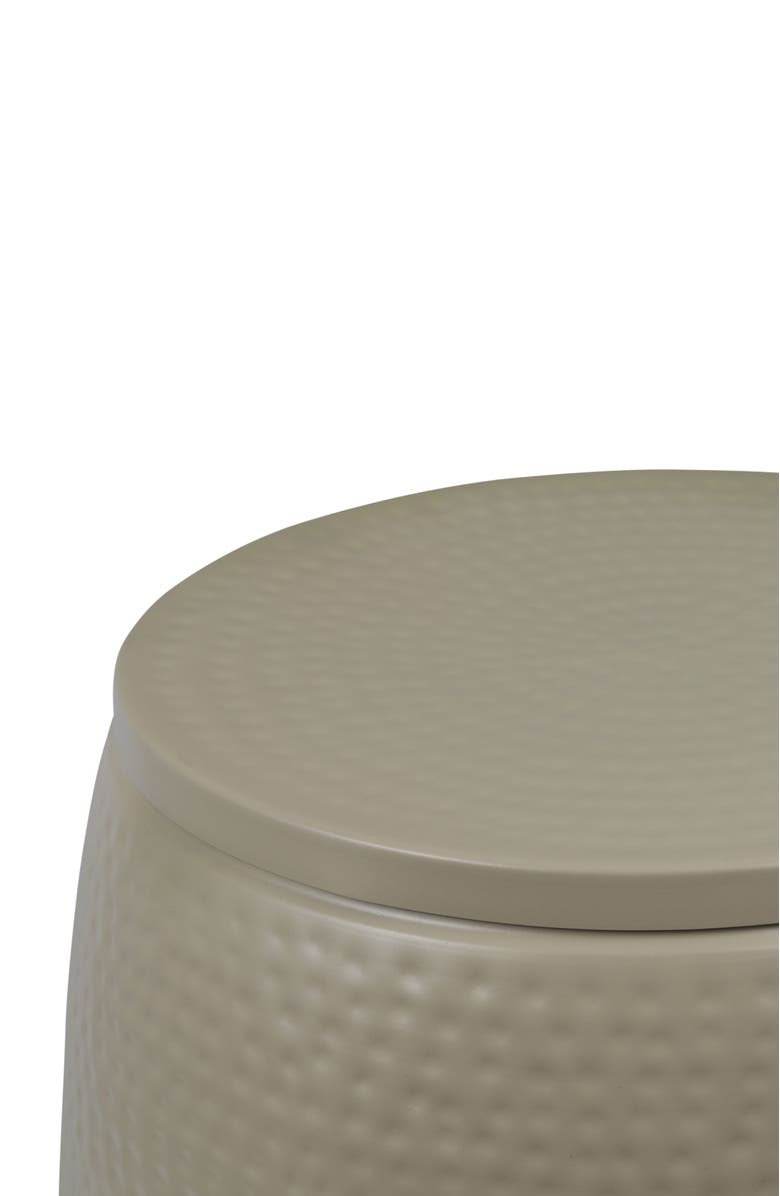 HAPPIMESS Merida Modern Rustic 2-Piece Hammered Metal Drum Storage Side Tables with Lids, Alternate, color, Almond