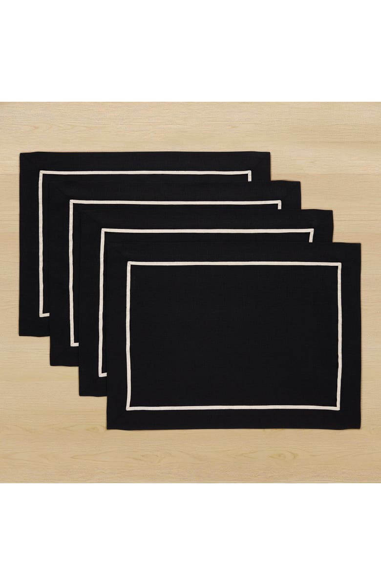Solino Home Linen Placemats - Kensington, 14" x 19", Main, color, Black