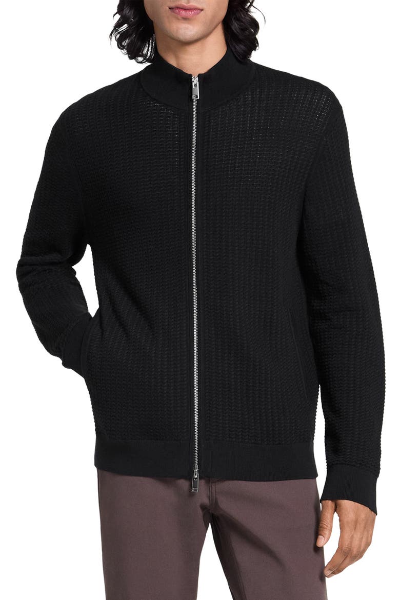 Walton Full Zip Cotton Cardigan, Main, color, BLACK - 001
