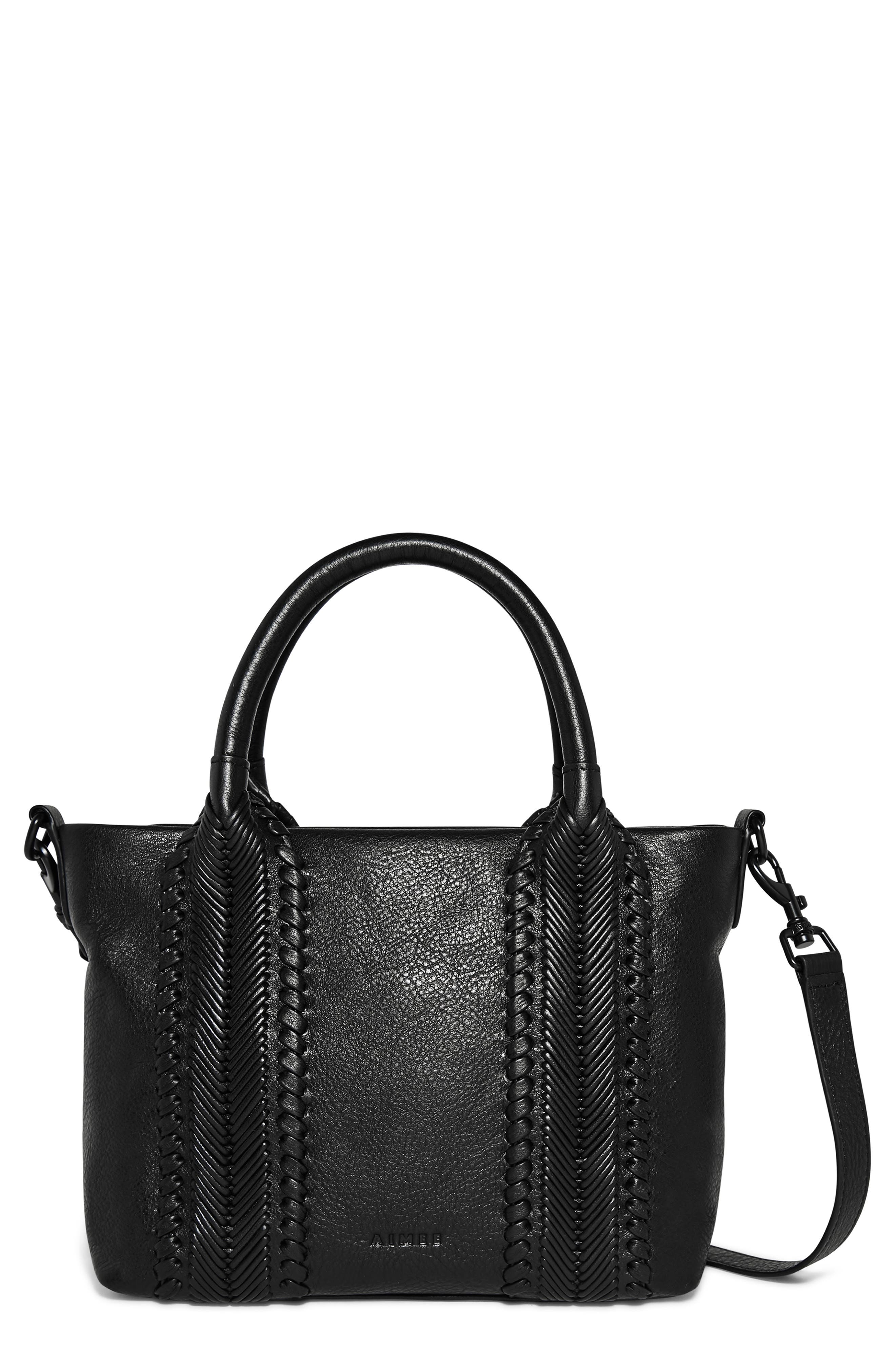 AIMEE All For Love French Leather Tote, Main, color, Black