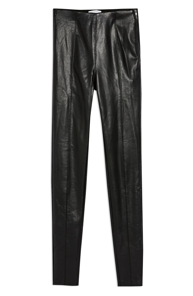 Topshop Percy Faux Leather Skinny Pants, Alternate, color, 