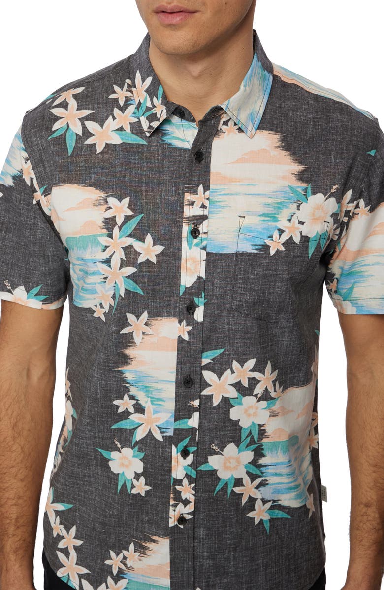 O'Neill Standard Fit Lei Over Short Sleeve Button-Up Shirt, Alternate, color, 