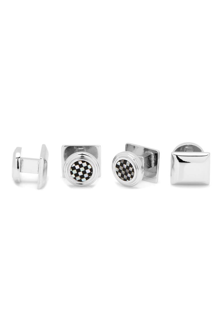Checkerboard Studs, Alternate, color, BLACK