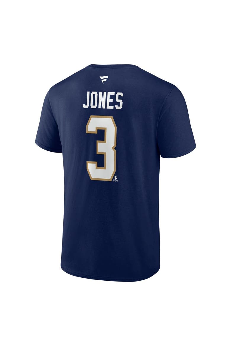 Men's Fanatics Seth Jones Navy Florida Panthers Authentic Stack Name & Number T-Shirt, Alternate, color, Navy