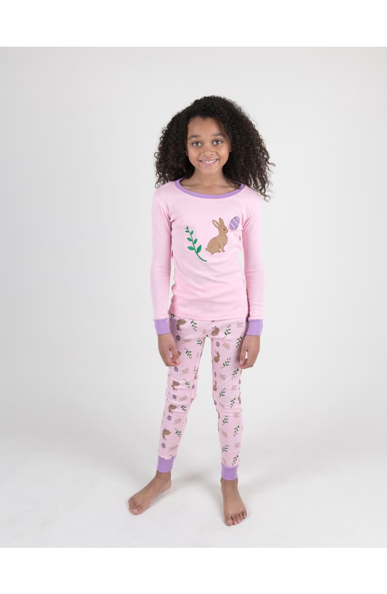 Leveret Kids Cotton Two-Piece Printed Holiday Pajamas, Alternate, color, Bunny Egg