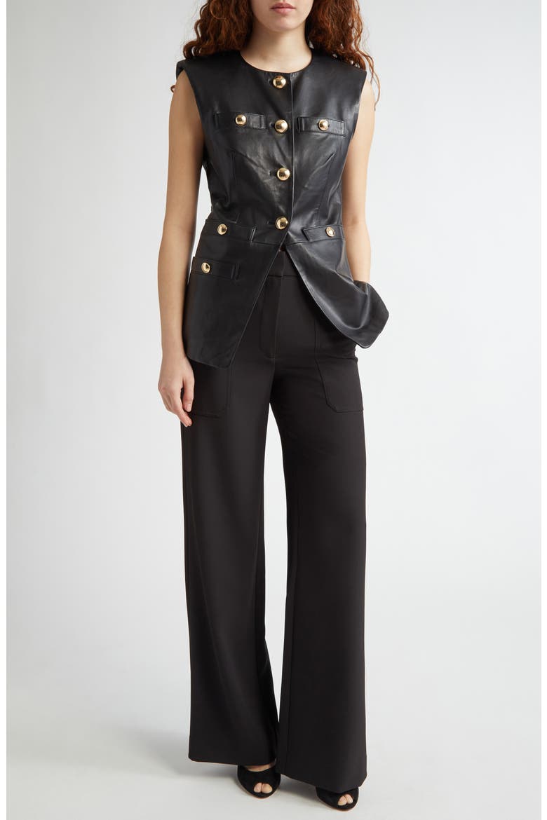 Tamara Leather Vest, Alternate, color, BLACK