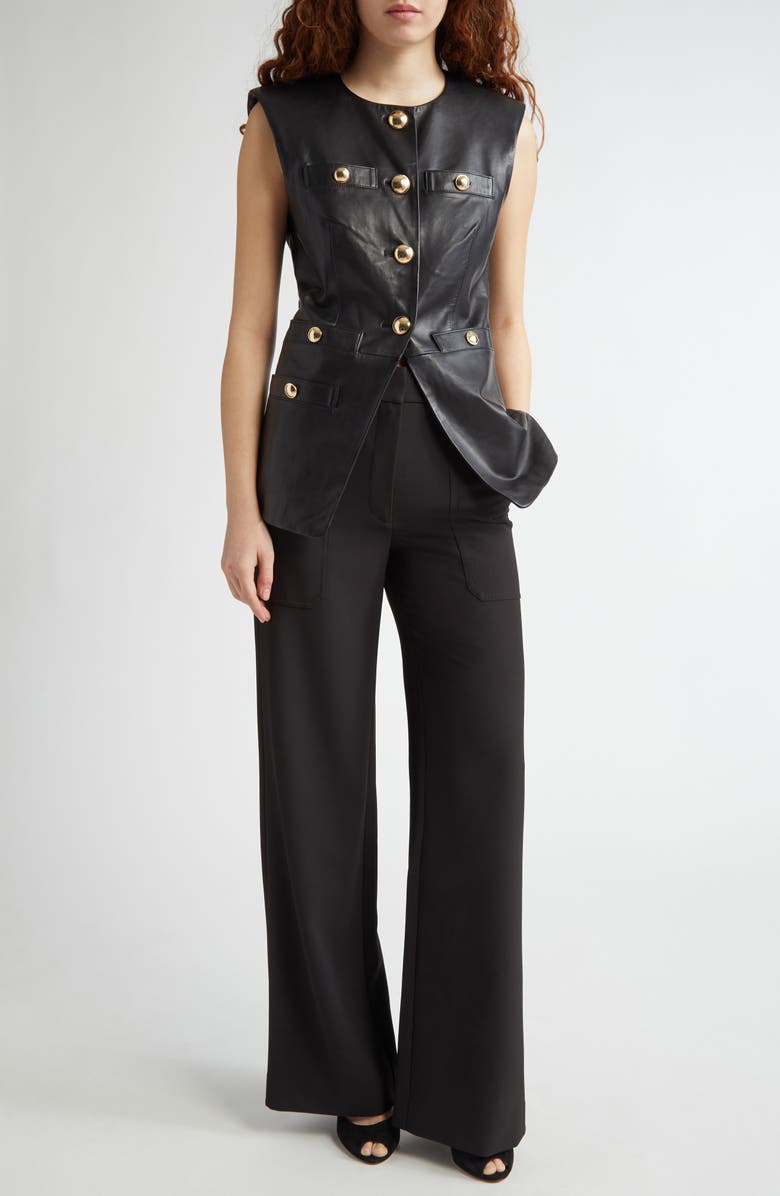 Veronica Beard Tamara Leather Vest, Alternate, color, 