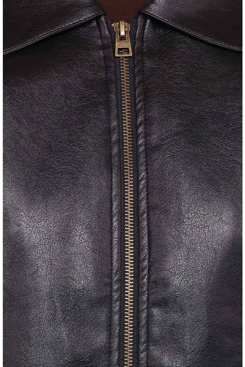 Zoe Faux Leather Bomber Jacket, Alternate, color, BLACK