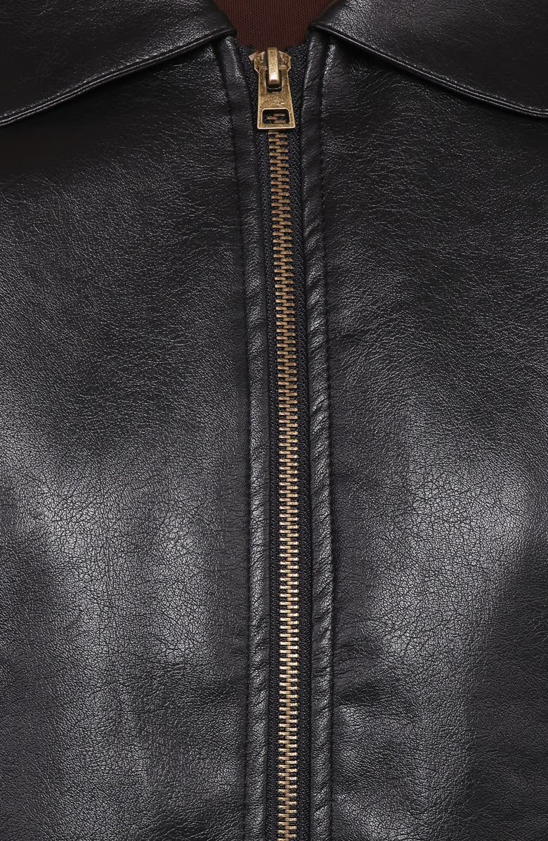 Petal & Pup Zoe Faux Leather Bomber Jacket, Alternate, color, Black