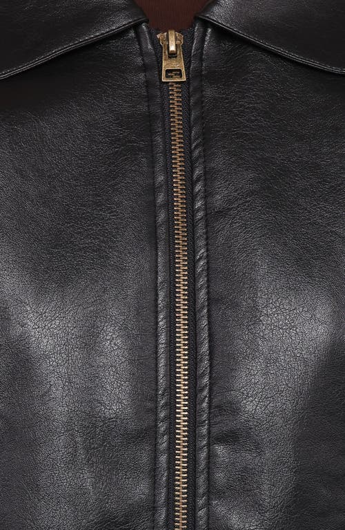 Petal And Pup Petal & Pup Zoe Faux Leather Bomber Jacket In Black
