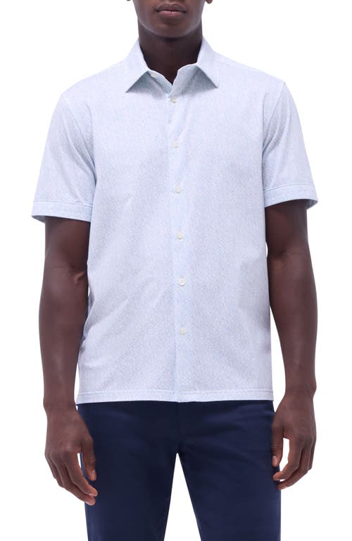 Bugatchi Milo Ooohcotton® Guitar Print Short Sleeve Button-up Shirt In Menthol