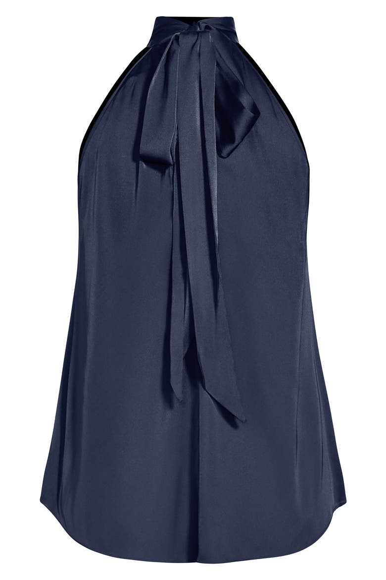Eileen Sleeveless Satin Top, Alternate, color, NAVY