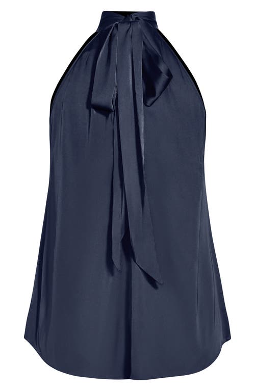 City Chic Eileen Sleeveless Satin Top In Blue