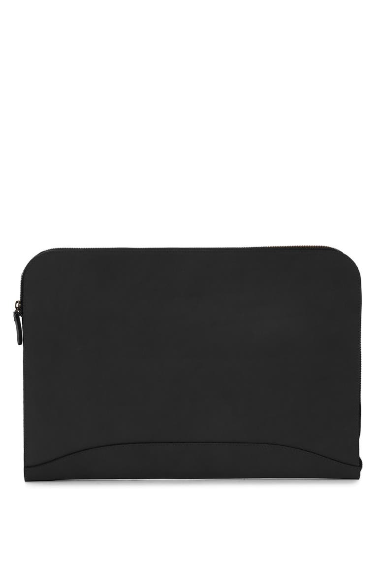 Grant Zippered Leather Envelope, Alternate, color, Black