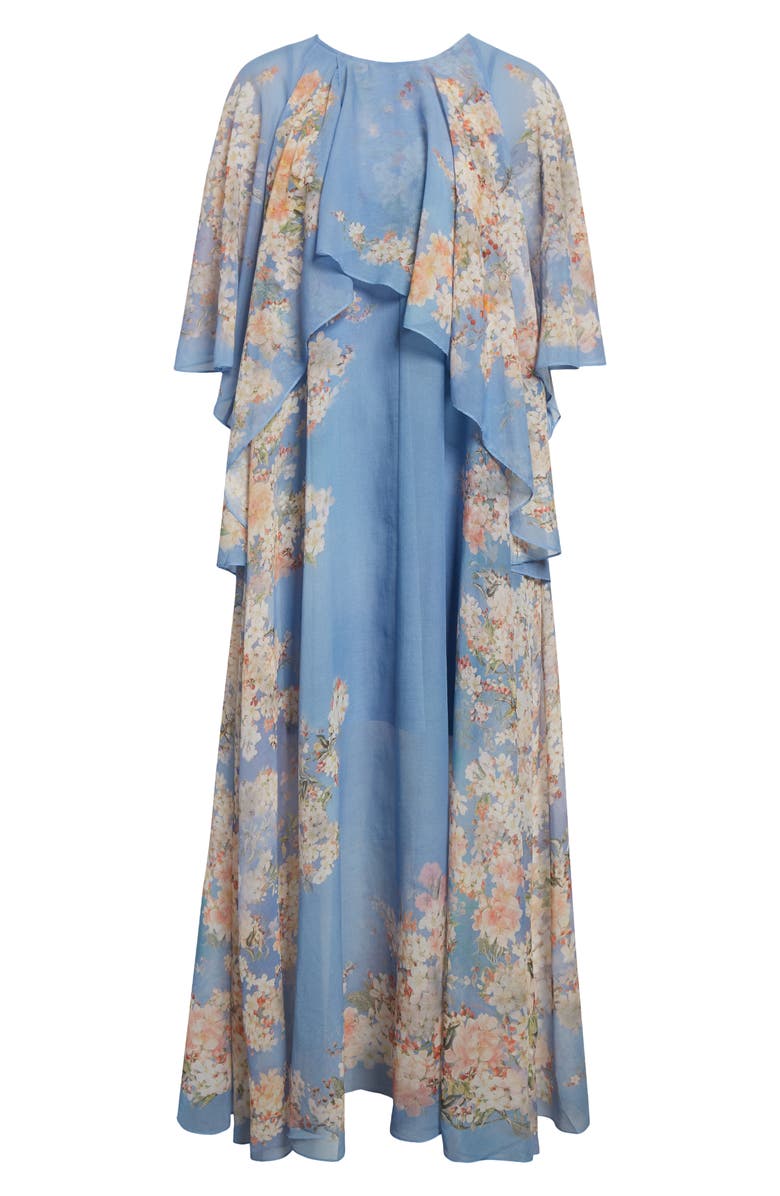 Zimmermann Cascadian Tiered Georgette Maxi Dress, Alternate, color, Blue Botanical Floral