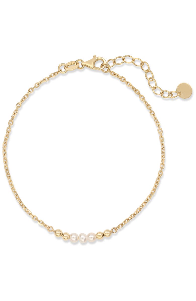DEVATA Freshwater Pearl Chain Bracelet in 14K Gold, 18mm, Alternate, color, Yellow Gold