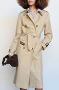 MANGO Double Breasted Cotton Trench Coat