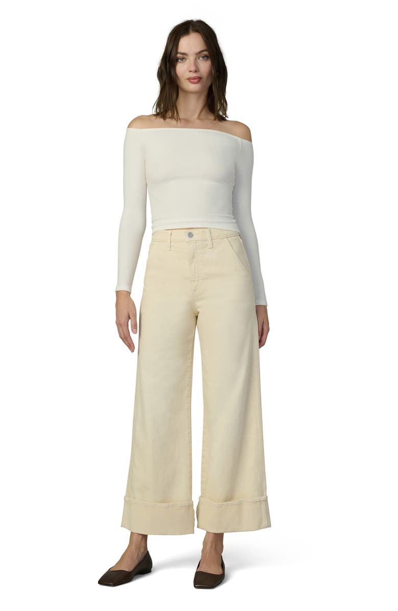 Joe's The Trixie Cuff High Waist Wide Leg Trouser Jeans, Alternate, color, Creme Brulee