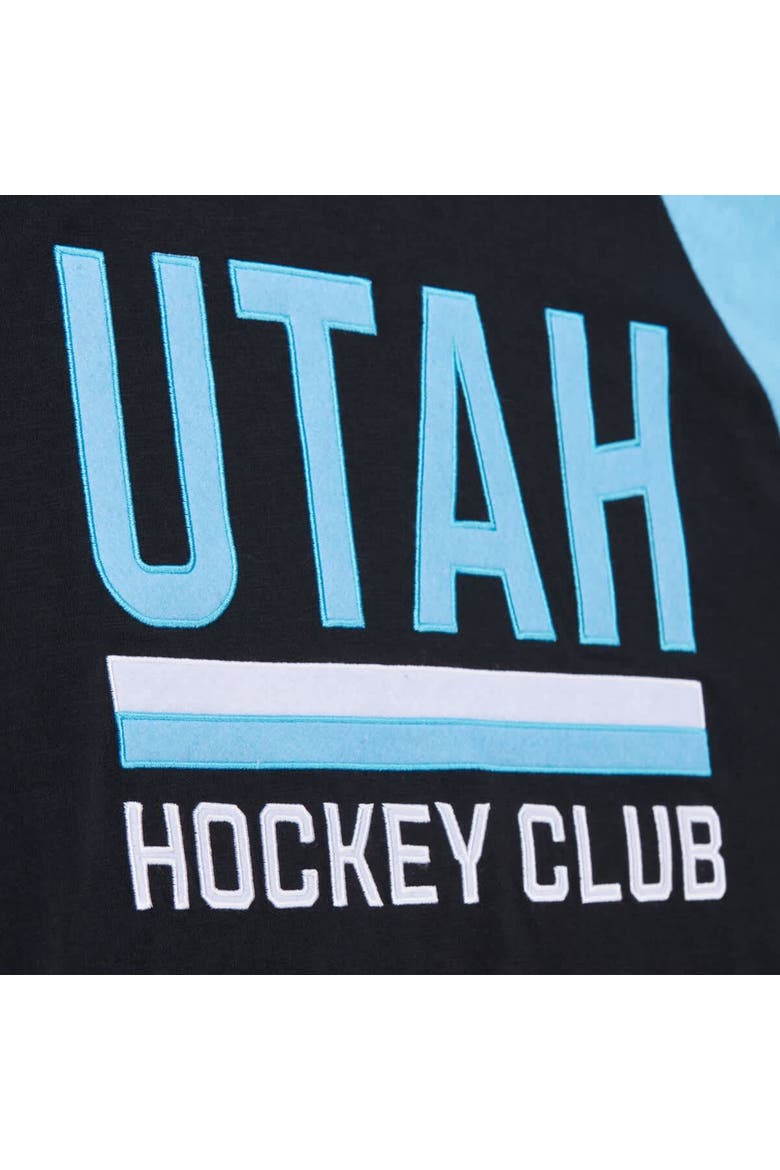 Men's Mitchell & Ness Black/Light Blue Utah Mammoth Legendary Slub Long Sleeve Raglan T-Shirt, Alternate, color, Black