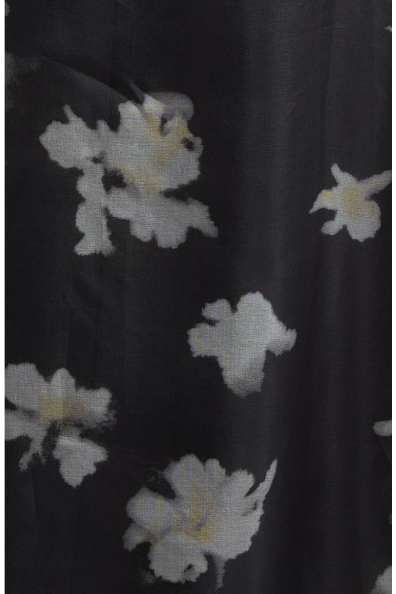 Kiera Print Silk Chiffon Belted Shirtdress, Alternate, color, BLACK INKY FLOWERS