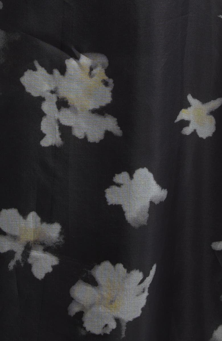 Altuzarra Kiera Print Silk Chiffon Belted Shirtdress, Alternate, color, Black Inky Flowers