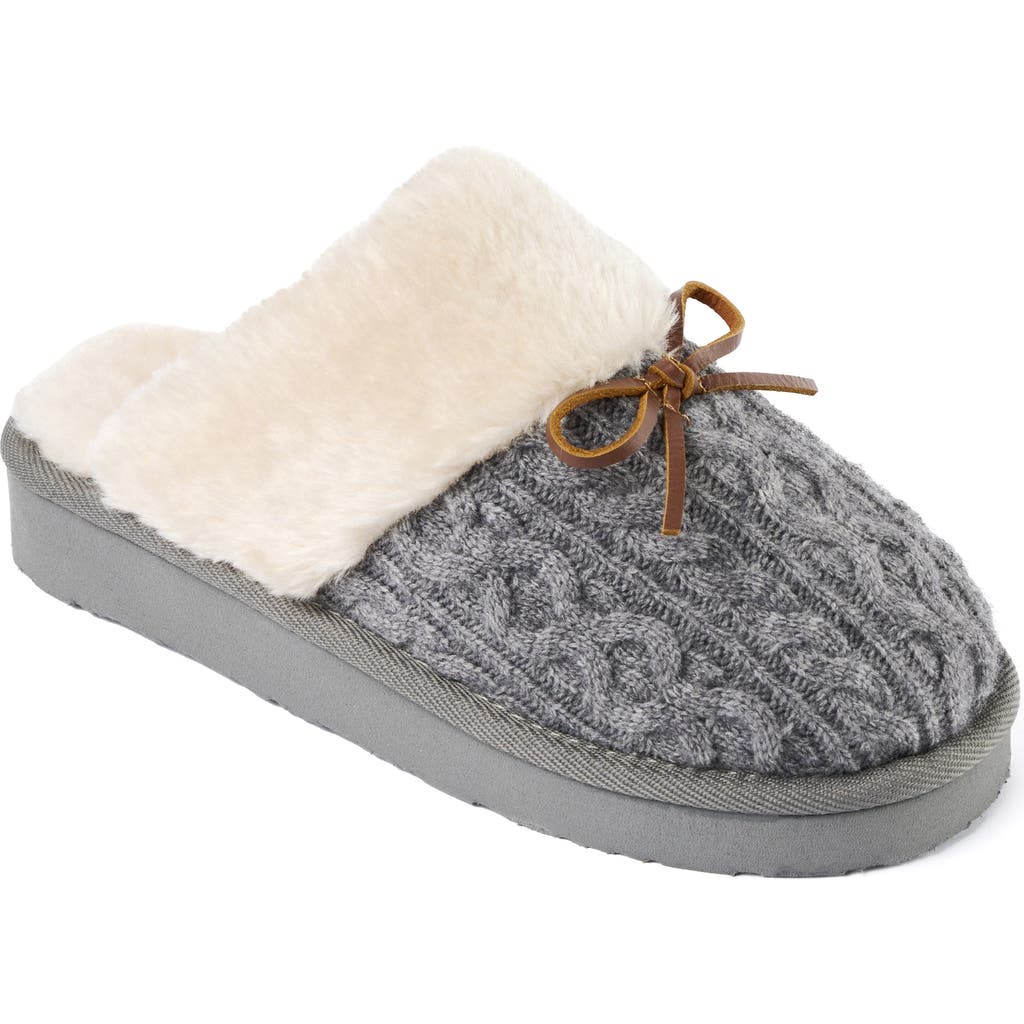 Minnetonka Flurry Faux Fur Trim Scuff Slipper In Gray
