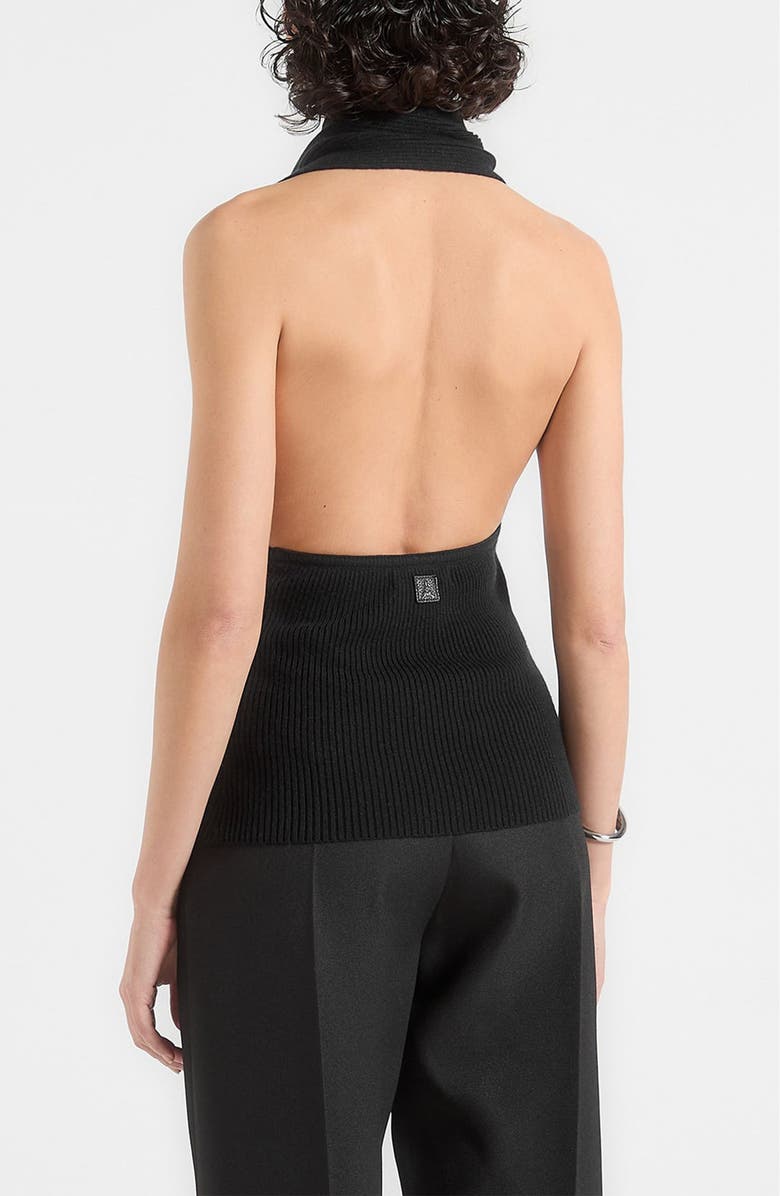 Manière De Voir Elodie Knitted Draped Halterneck Top, Alternate, color, Black