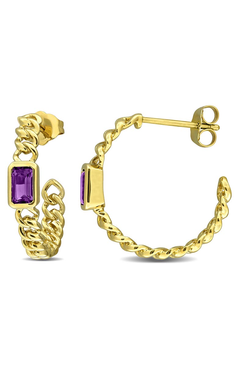 Julianna B. Gemstone Link Hoop Earrings 14K, Main, color, Amethyst