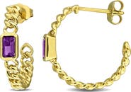 Julianna B. Gemstone Link Hoop Earrings 14K