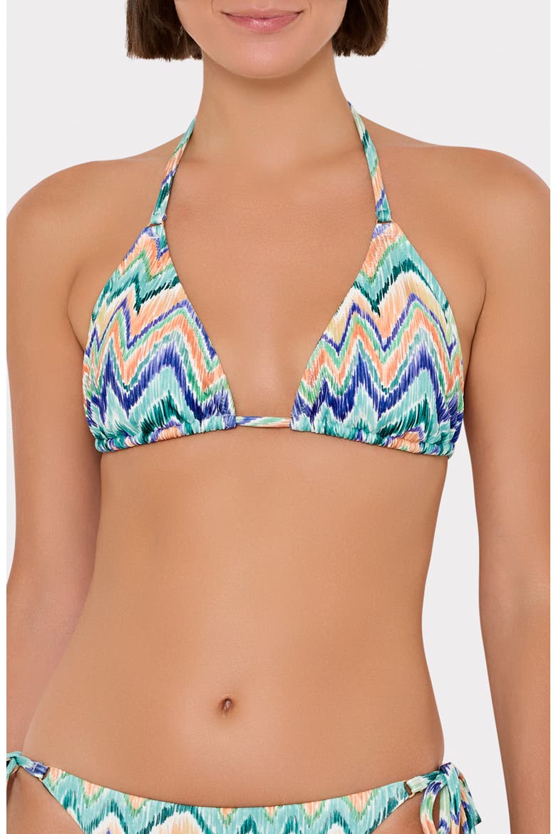 Tropical Chevron Stripe Triangle Bikini Top, Main, color, TROPICAL MULTI