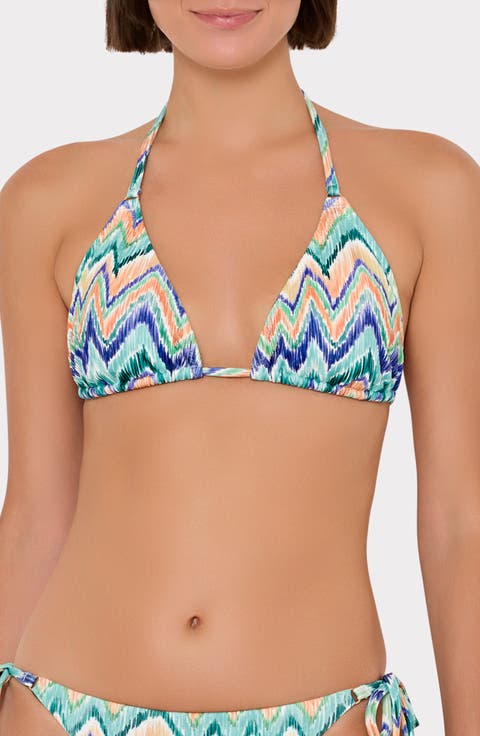 Tropical Chevron Stripe Triangle Bikini Top