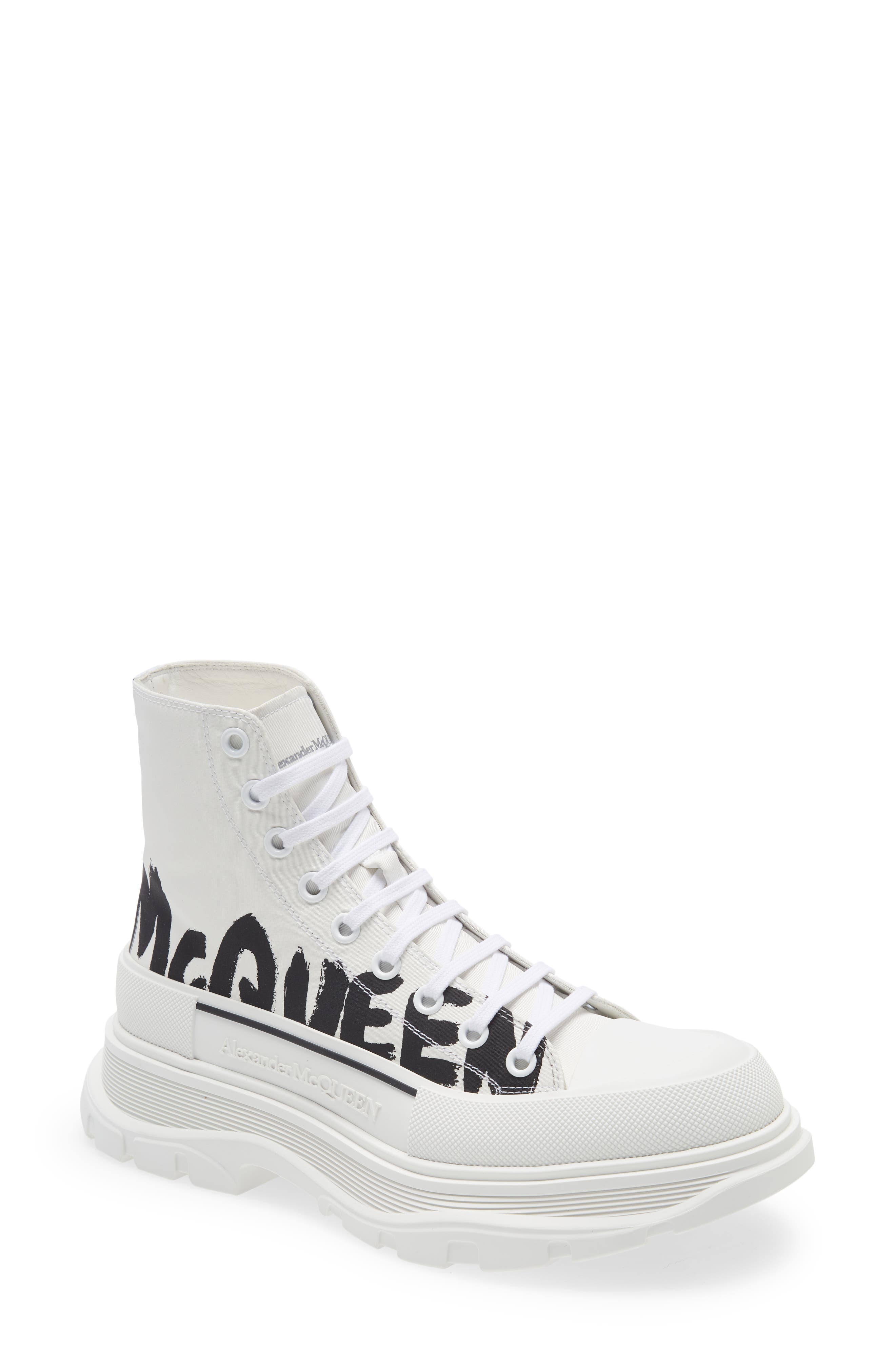 McQueen Graffiti Tread Slick High Top Sneaker, Main, color, 