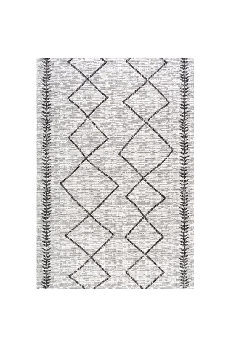 Derya  Diamond Trellis Indoor/Outdoor Area Rug, Main, color, Ivory/Black