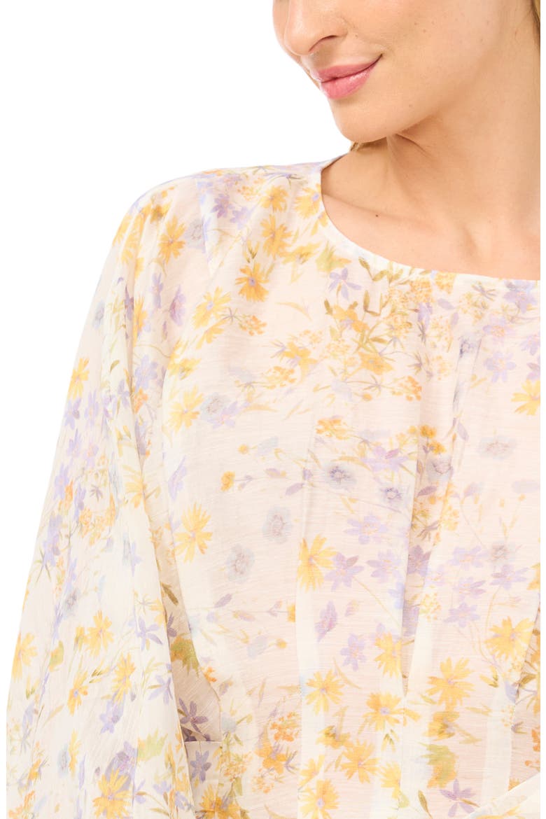 Ditsy Daisy Print Pleat Waist Top, Alternate, color, EGRET