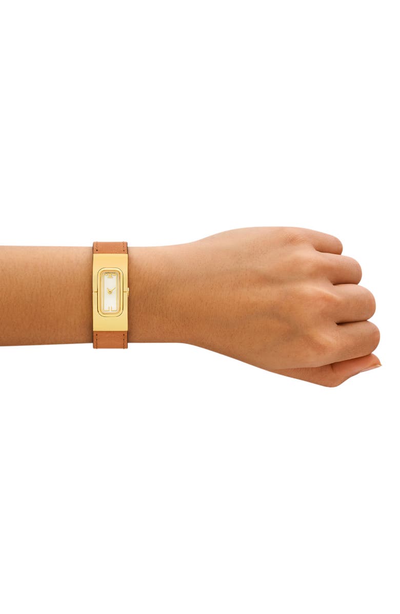 Tory Burch The T Leather Strap Watch, 18mm x 40mm, Alternate, color,