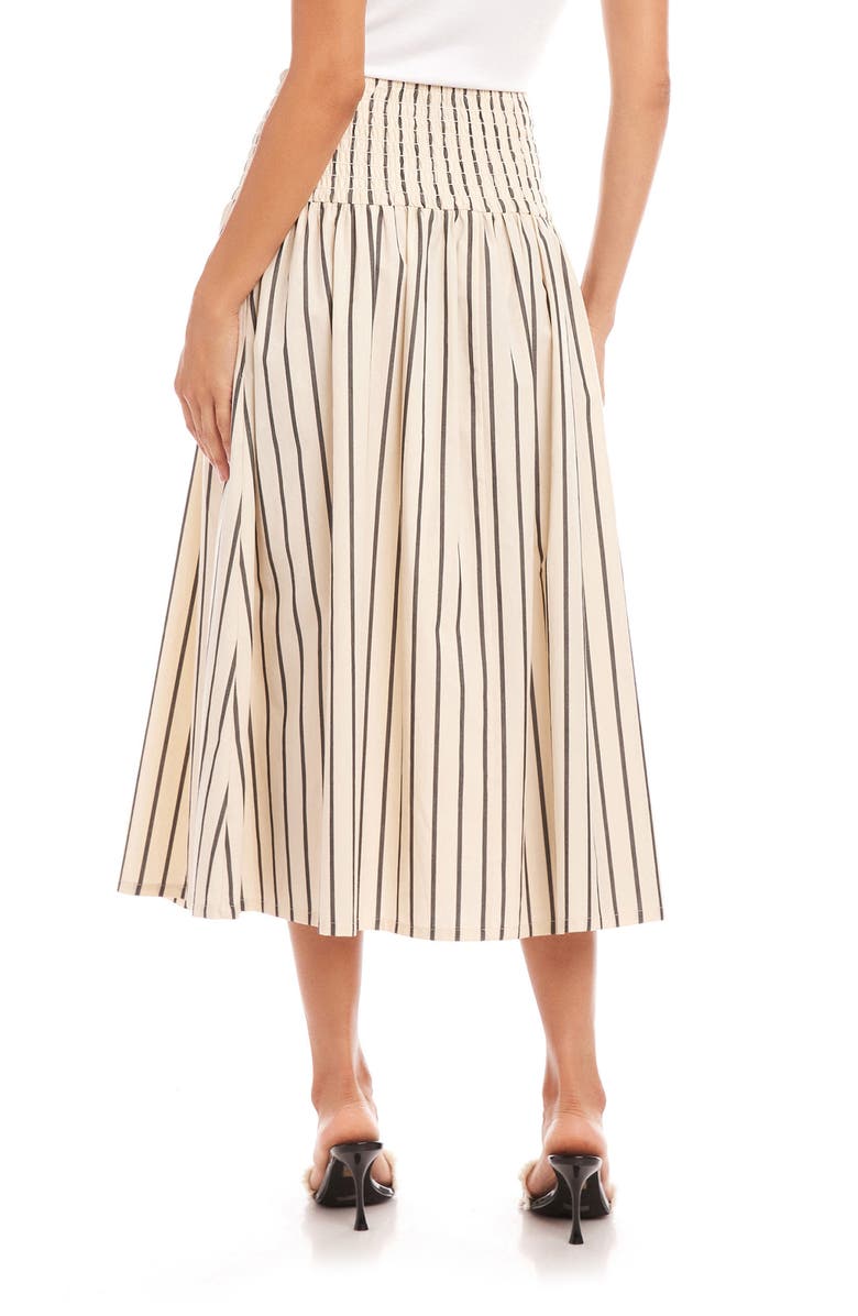 FIFTEEN TWENTY Rhea Stripe Smock Waist Cotton Midi Skirt, Alternate, color, 