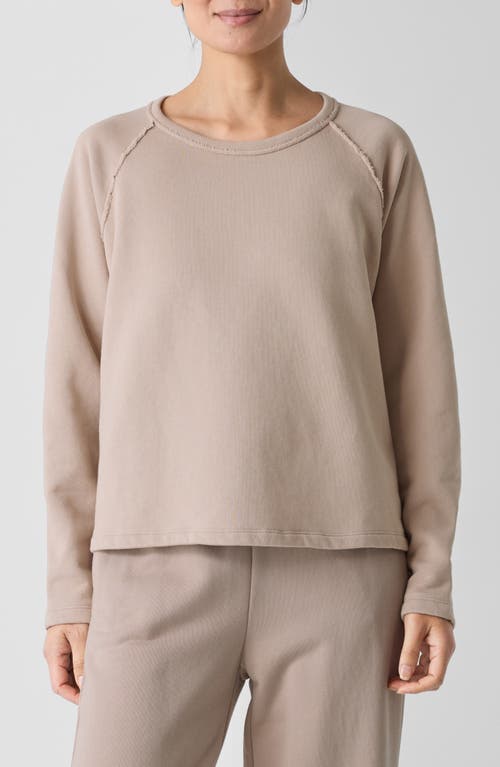 Eileen Fisher Organic Cotton French Terry Box Top In Wheat In Wheat