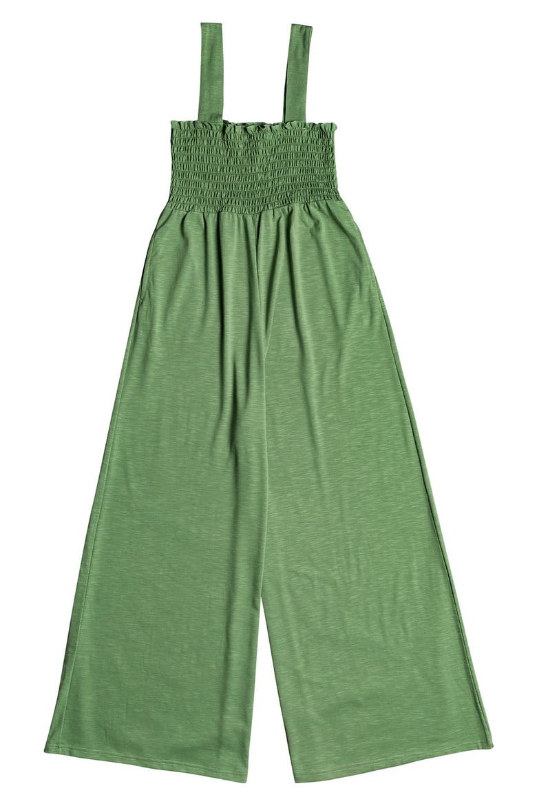 Just Passing By Wide Leg Slub Jersey Jumpsuit, Alternate, color, TURF GREEN