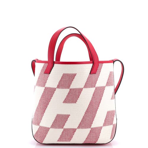 Pre-owned Hermes Hermes Cabas H En Biais Tote Canvas With Leather 27 In Pink